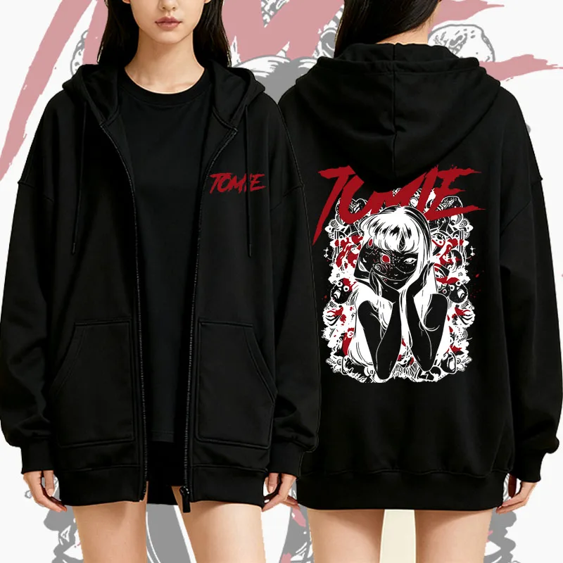 Mens Fashion Zip Up Hoodies - Japanese Anime Tomie Zipper Hoodie Women