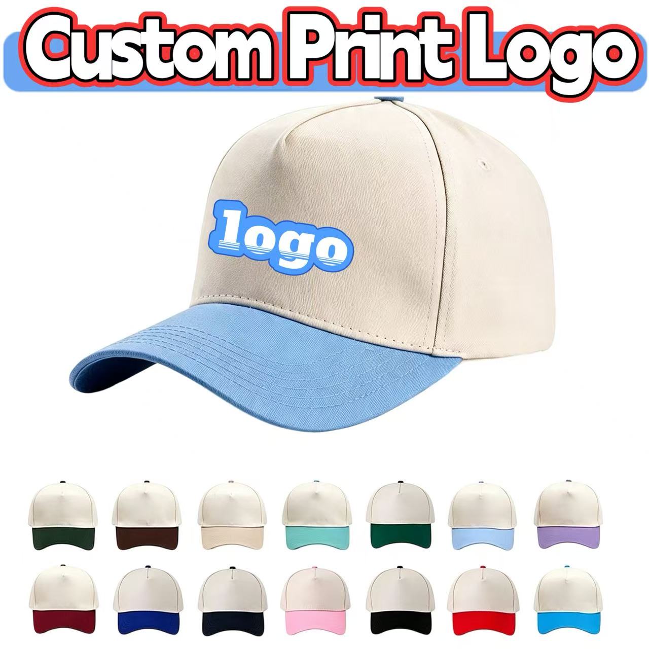 Men'S Fashion With Hat - Customized Printed Logo Color Blocked Pure