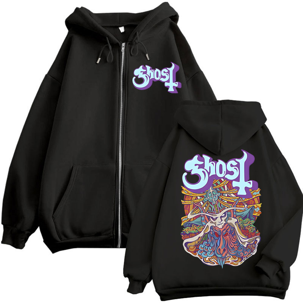 Ghost Band Graphic Zipper Hood - Mens Fashion Zip Up Hoodies recension och pris