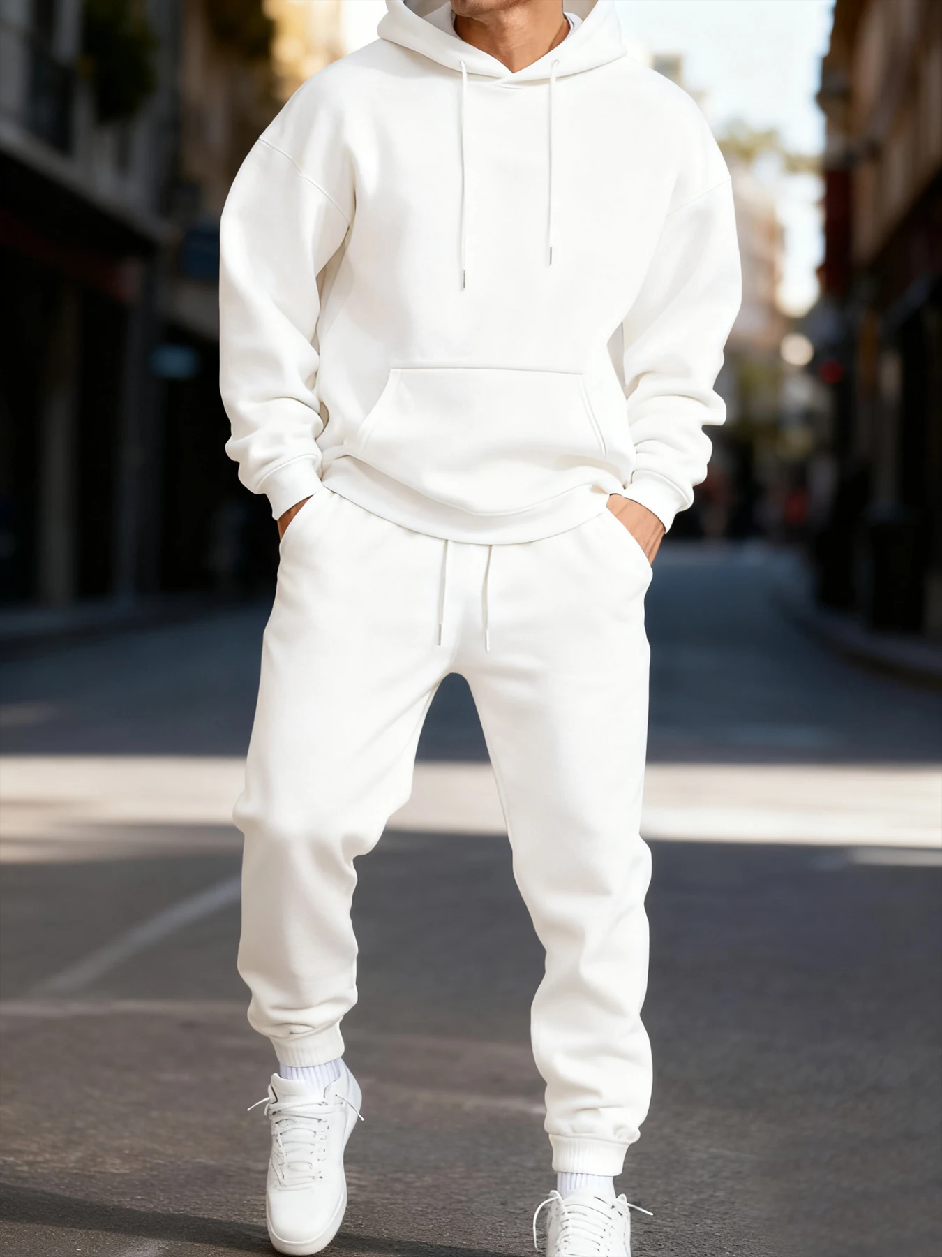 Man's Hoodie Set Winter Solid  - Mens Fashion Clothes recension och pris