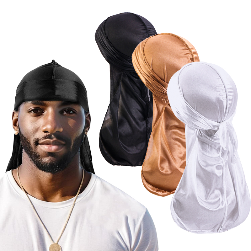 3PCS/LOT Long Durag Silk Satin - Men'S Fashion With Hat recension och pris