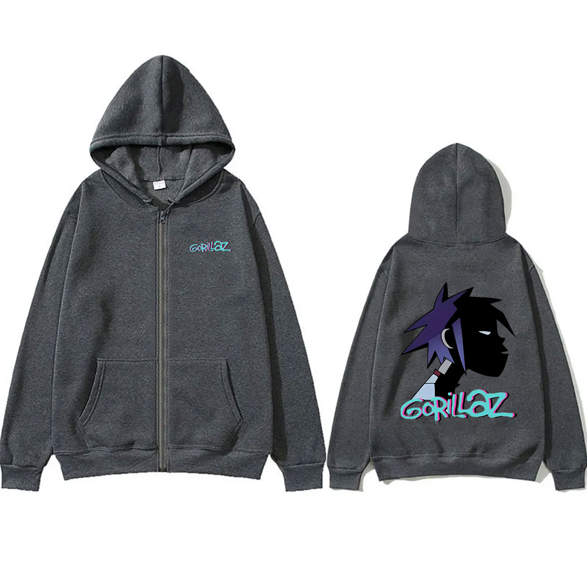 Rock Band Gorillaz Face Graphi - Mens Fashion Zip Up Hoodies recension och pris