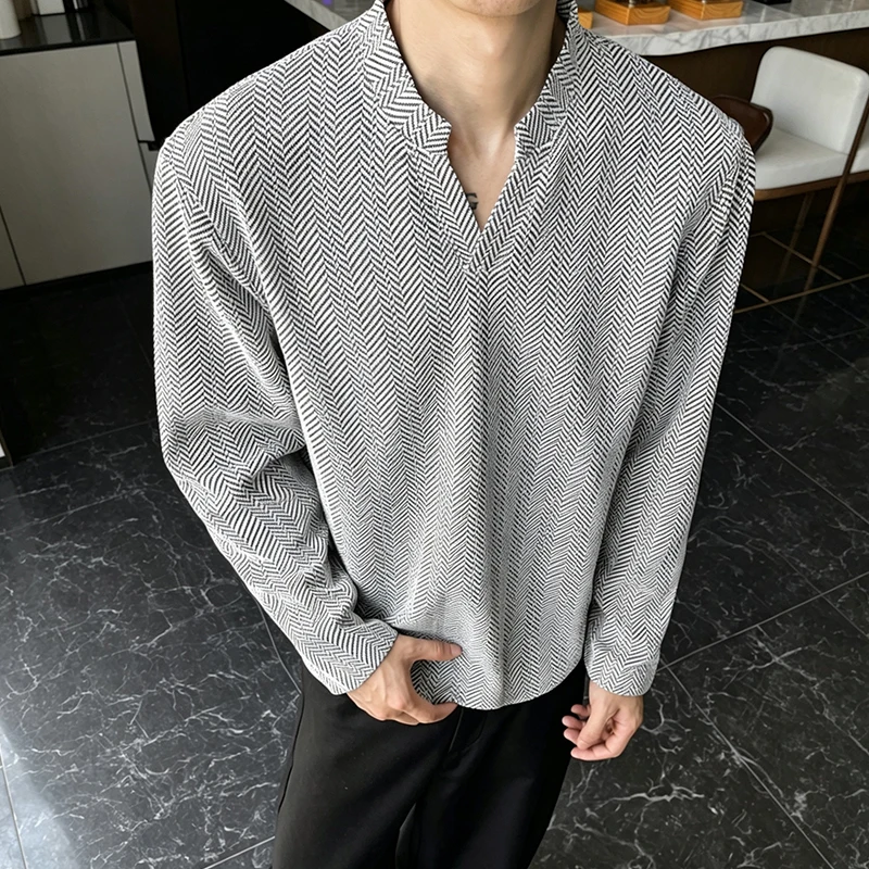Mens Notched V Neck Long Sleev - Mens Fashion Summer recension och pris