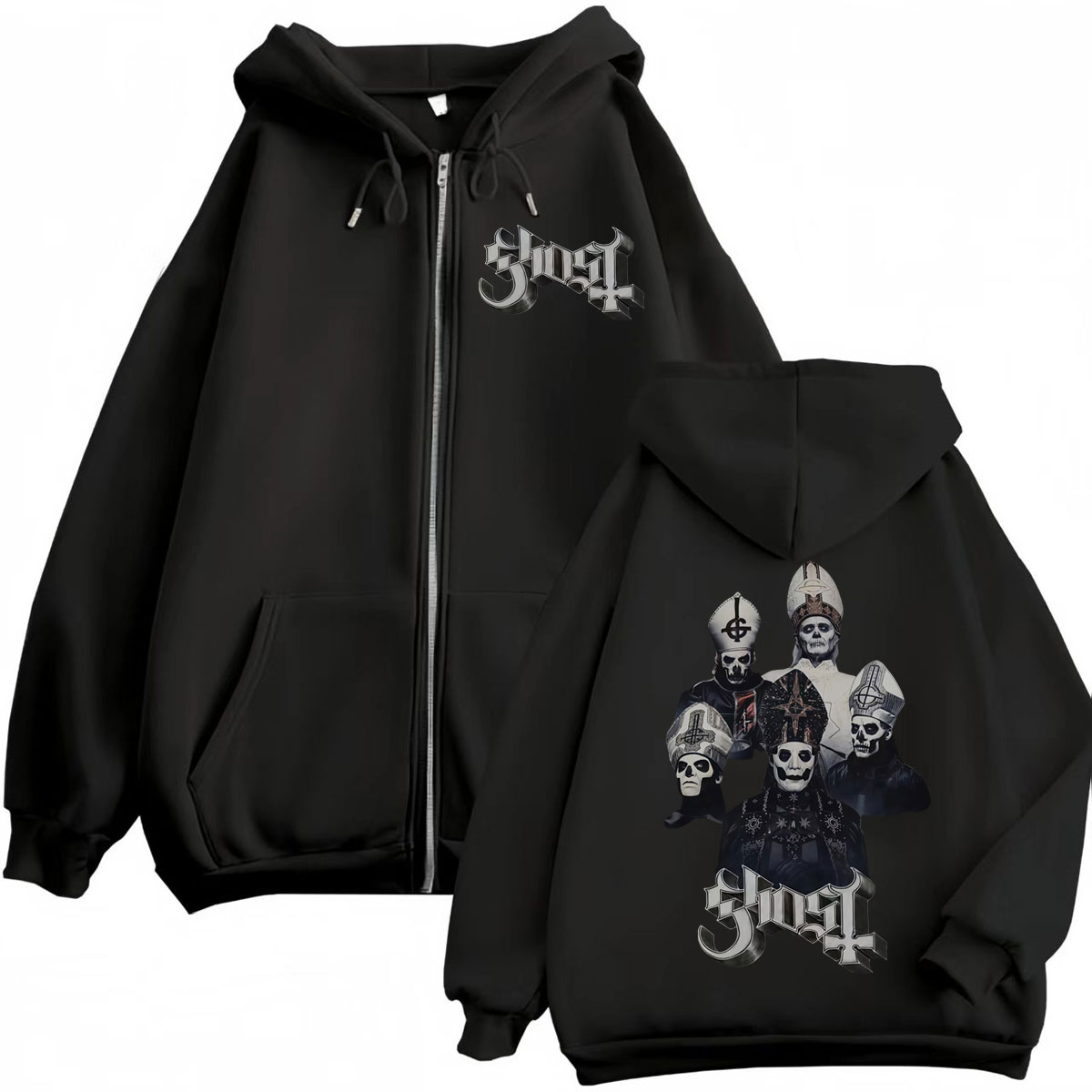 Hot Sale Ghost Band Zipper Hoo - Mens Fashion Zip Up Hoodies recension och pris